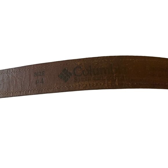 Columbia Mens 44 Belt Brown Leather Multi Color Embroidered Southwest Woven - Picture 8 of 10